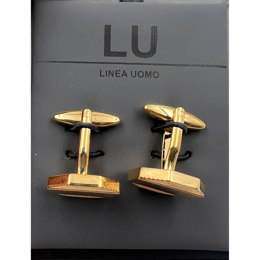 Linea Uomo Cufflinks Men's Gold Tone Ribbed Octagon Formal NIB